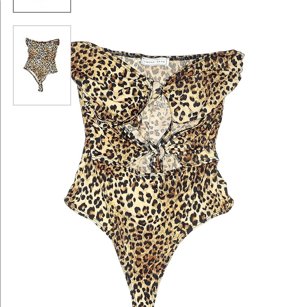 leopard bodysuit with ties in front